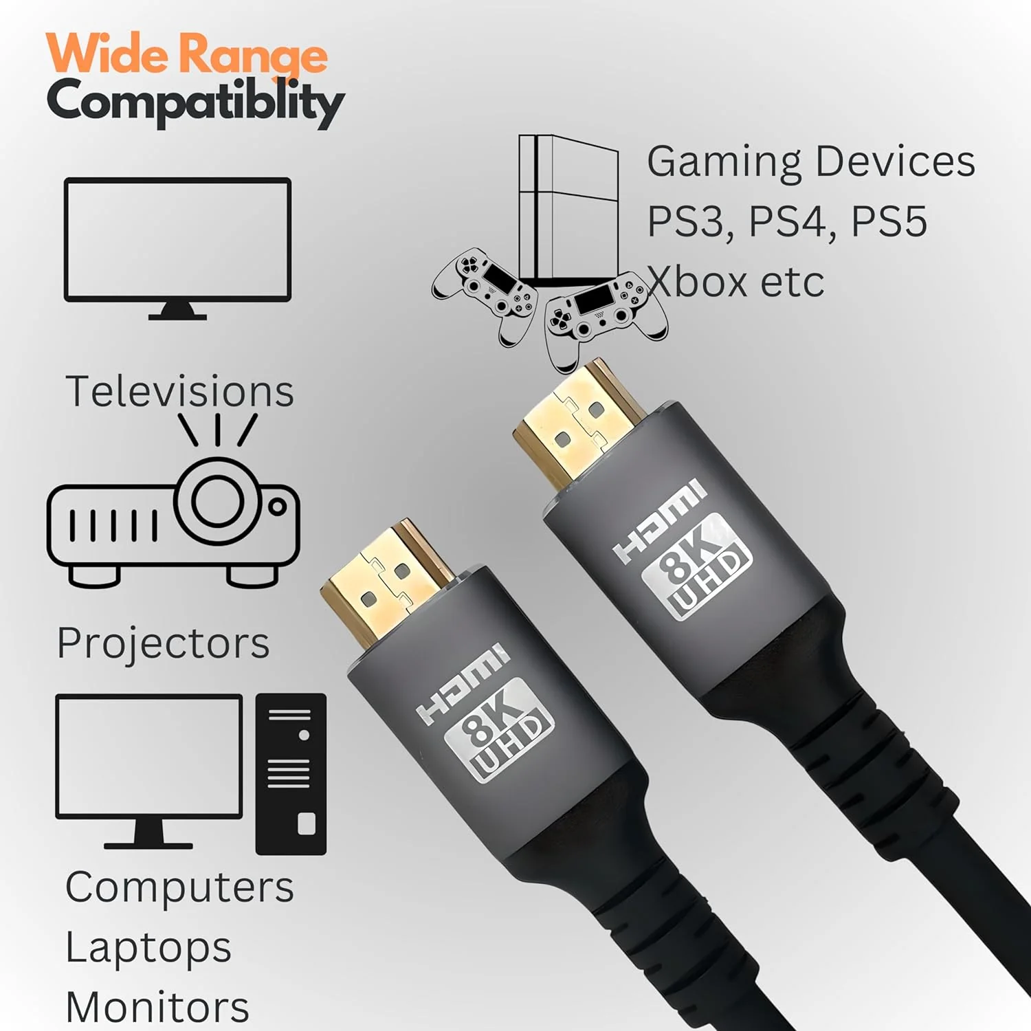 8K HDMI Cable 2.1 Durable Wire Lead 120 FPS 4K@60HZ VRR Dynamic HDR eARC 48Gbps - Image 5