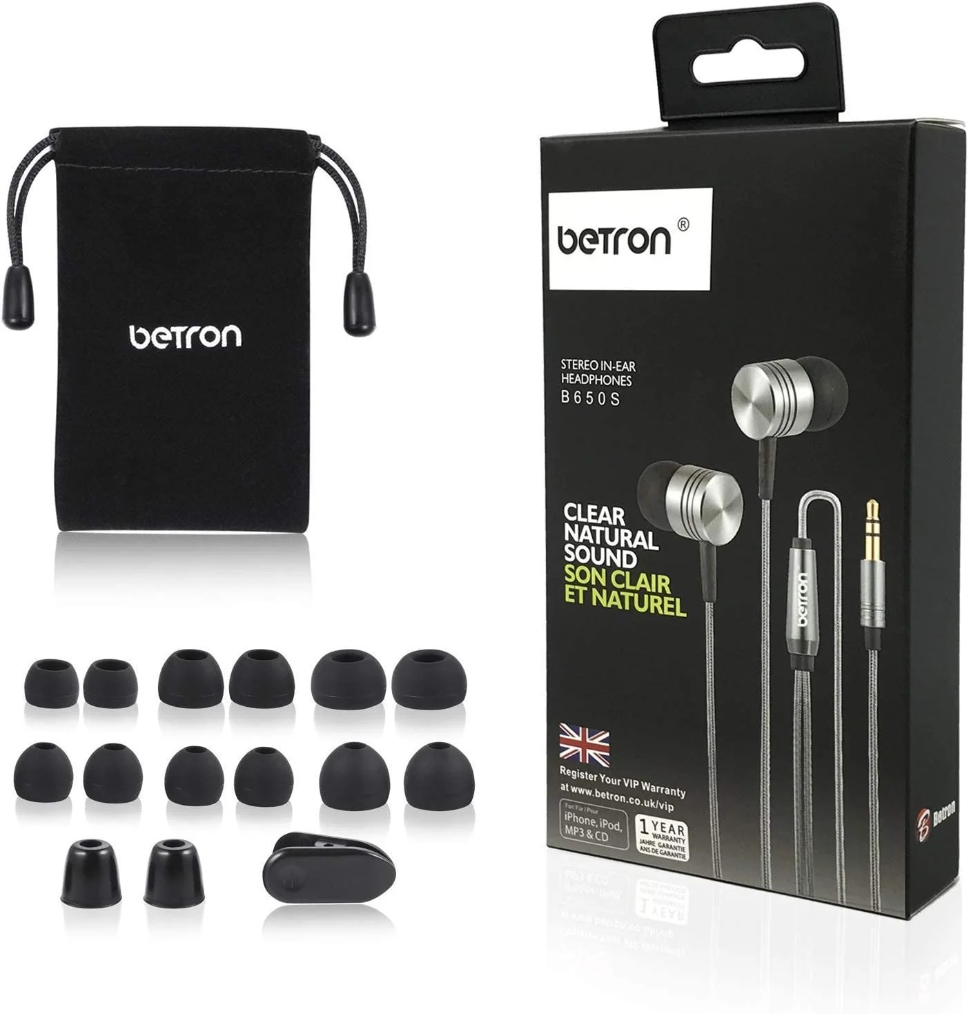 Betron B650 Earphones Noise Isolating Earbuds Heavy Deep Bass Headphones Microphone Volume Control - Image 21