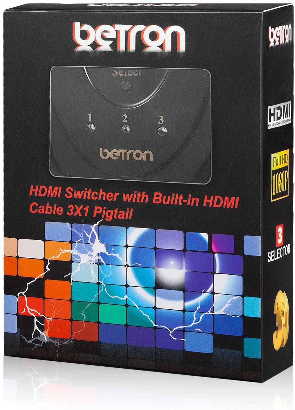 Betron 3 Way Pigtail HDMI Switch Gold Connectors Supports 4K 3D 1080P HD Plug Play Manual - Image 4