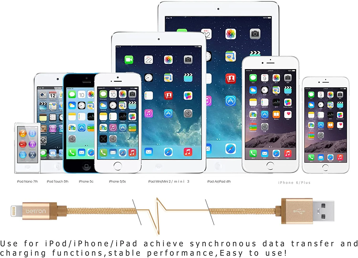 Betron Apple Certified Lightning Connector Durable Charger Cable iPhone iPad iPod iPad Mini 1Meters - Image 10