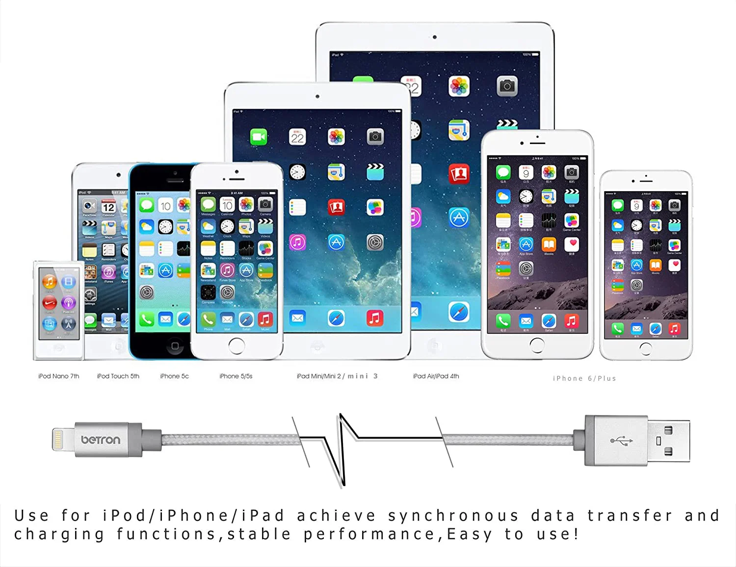 Betron Apple Certified Lightning Connector Durable Charger Cable iPhone iPad iPod iPad Mini 1Meters - Image 12