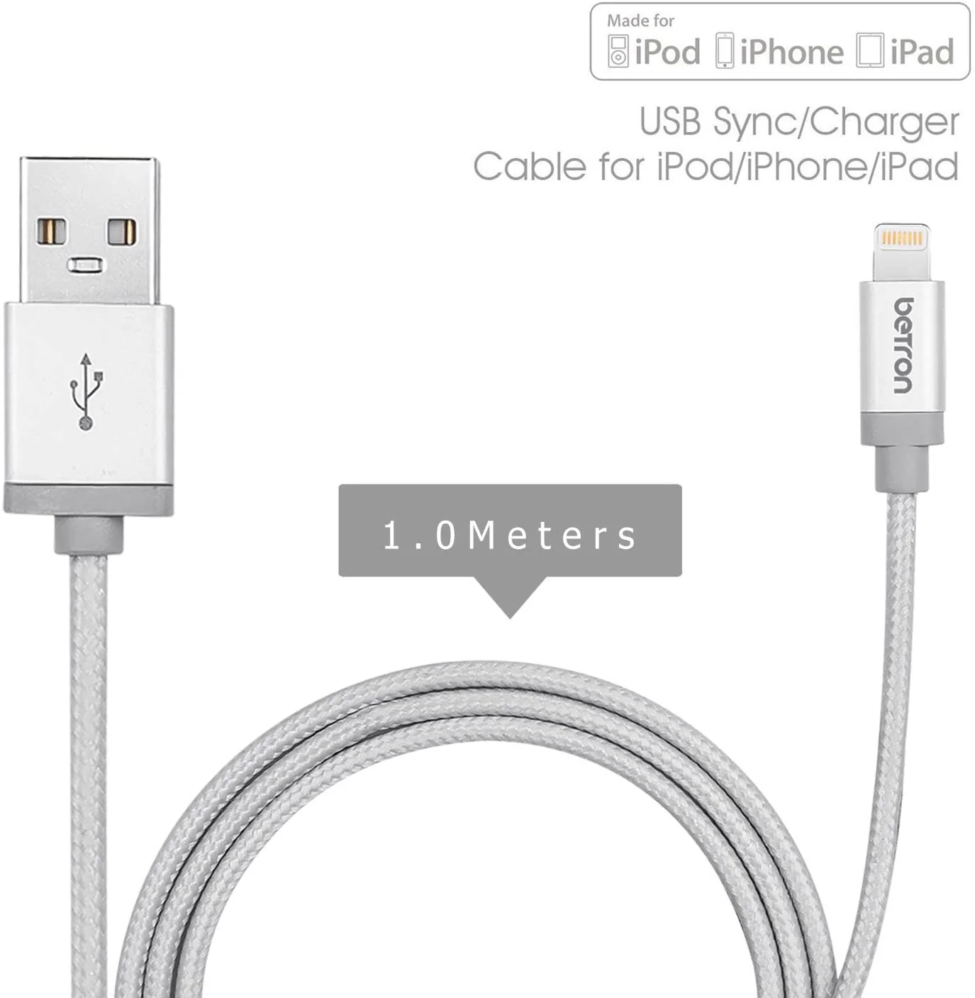 Betron Apple Certified Lightning Connector Durable Charger Cable iPhone iPad iPod iPad Mini 1Meters - Image 8