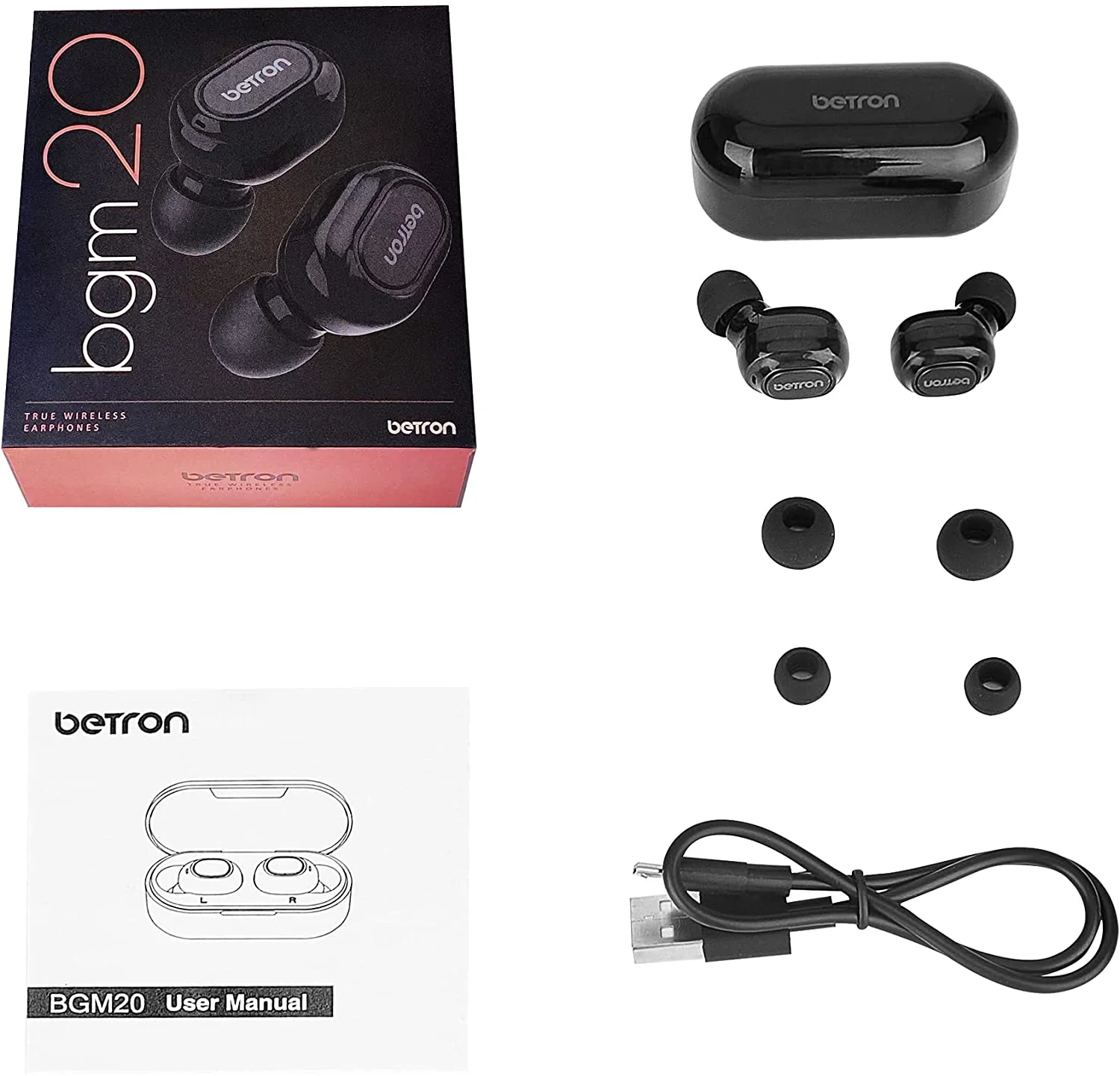 Betron BGM20 Wireless In Ear Headphones Earbuds Bluetooth TWS Earphones with Microphone and Deep Bass Compatible with Smartphones, Stereo - Image 8