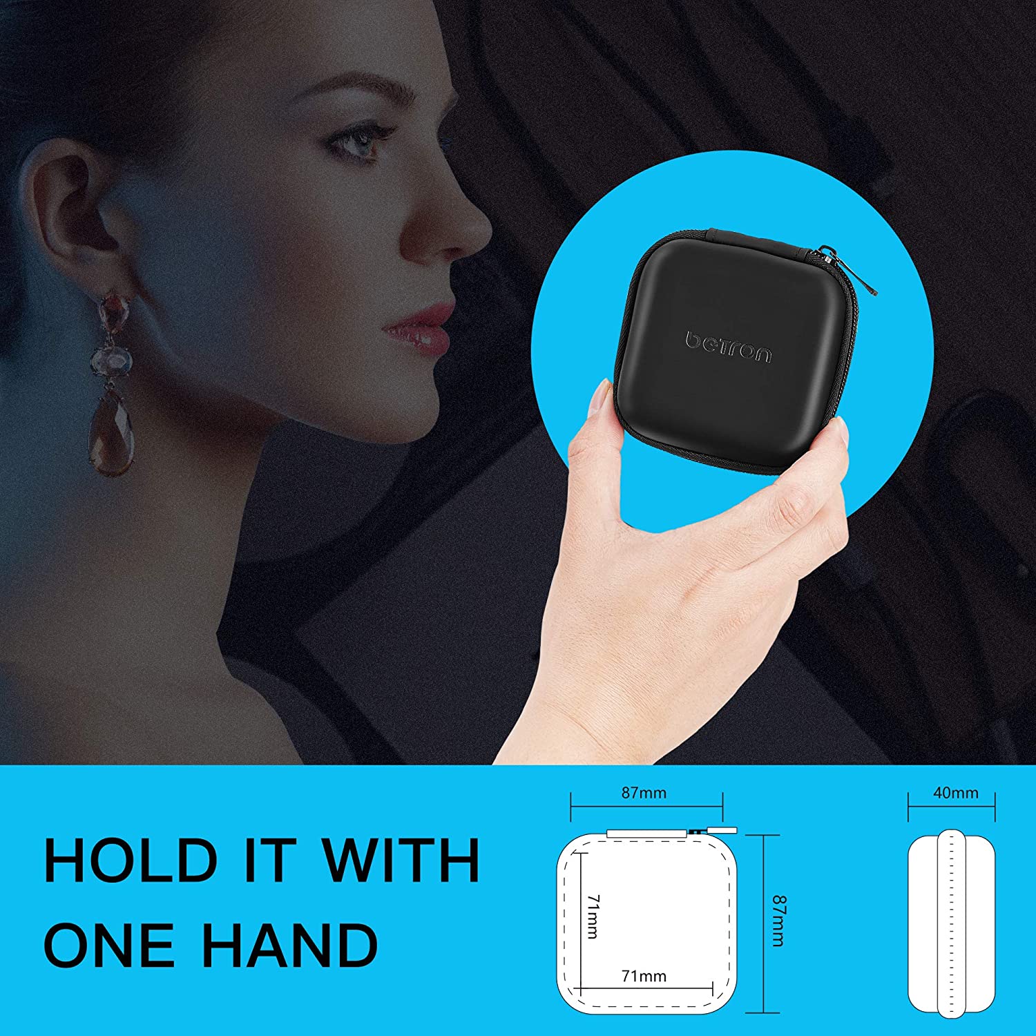 Betron Earphones Hard Carry Case, Storage Bag Compatible with Samsung, Sennheiser, SoundMagic, Panasonic, JVC, Apple, Sony, Skullcandy Earphones - Image 4