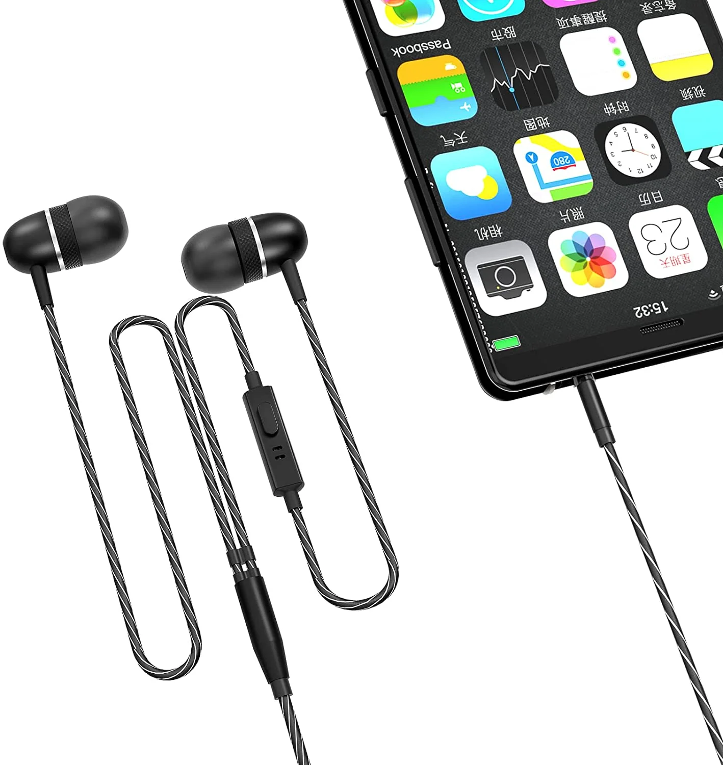 Betron In Earphones Wired Headphones with Microphone 3.5mm Jack Silicone Ear Bud Tangle-Free Cord for Tablets Computers Laptops Smartphones iPad iPod - Image 2