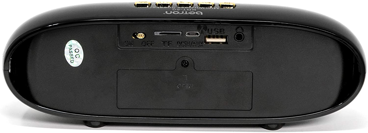 Betron KRT50 Bluetooth Wireless Speaker, Stereo Sound, Rich Bass, Micro SD Slot, Compatible with iPhone, Samsung, Tablets, Laptops, Black and Silver - Image 4