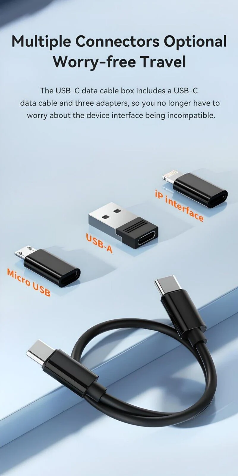 Betron Multifunction Charging Cable Adapter Set, Type C USB Micro-USB, 8Pin - Image 4