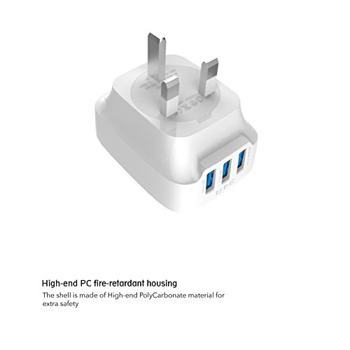 Betron USB Plug Charger Mains Charging Adapter Socket Fast 3 Ports 3.4A for Samsung Galaxy Phone iPhone Sony Xperia - Image 5