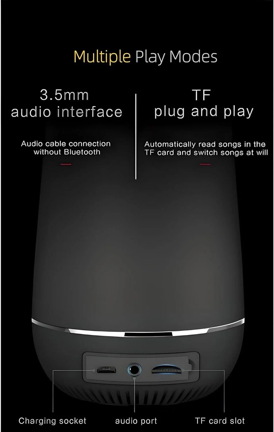 Betron Y5 Wireless Bluetooth Speaker, Black, 8-Hour Battery, TWS Stereo, Portable - Image 4