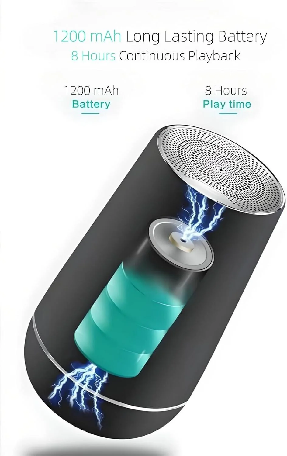 Betron Y5 Wireless Bluetooth Speaker, Black, 8-Hour Battery, TWS Stereo, Portable - Image 6