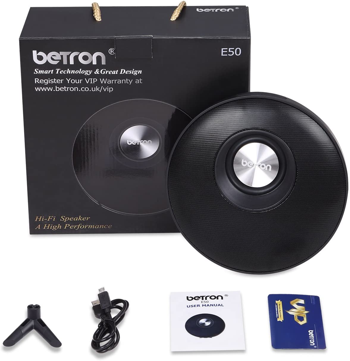 Betron E50 Bluetooth Wireless Speaker Compact Portable Stereo Sound Meter Range iPhone Samsung Black - Image 7