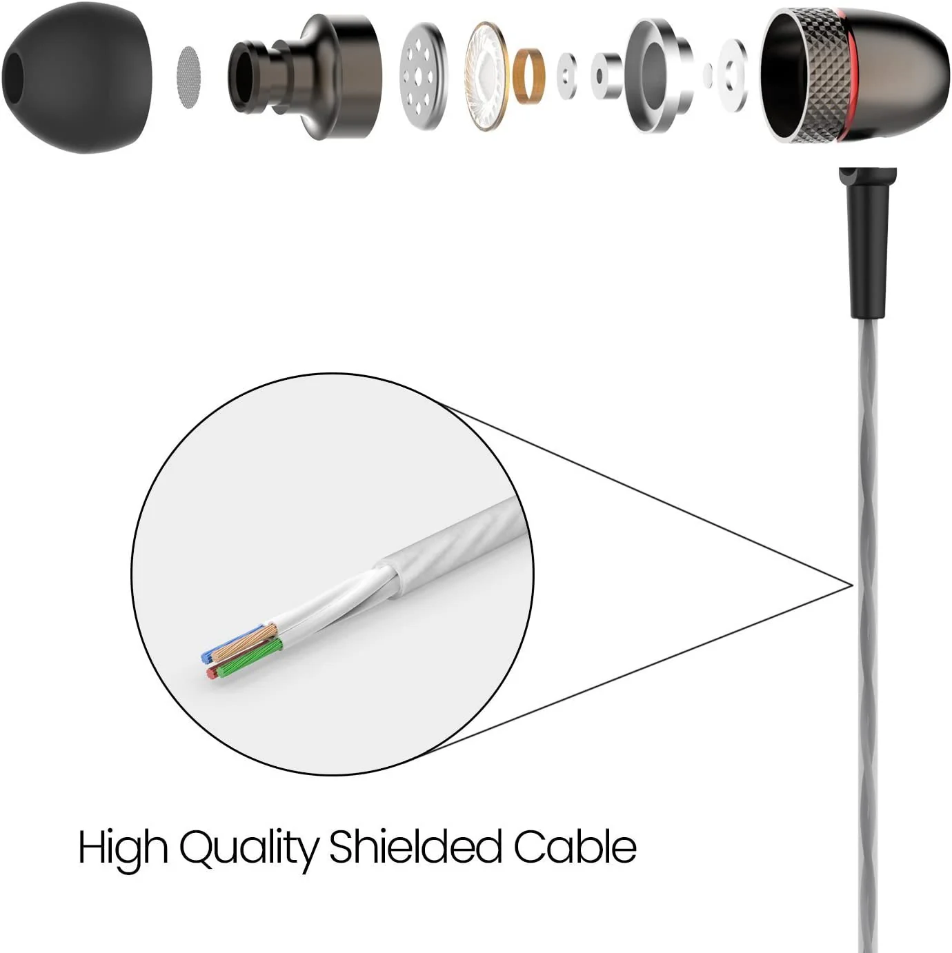 Betron ELR50 Noise Isolating Earphones Enhanced Bass Sound Compatible with iPhone iPad Samsung - Image 5