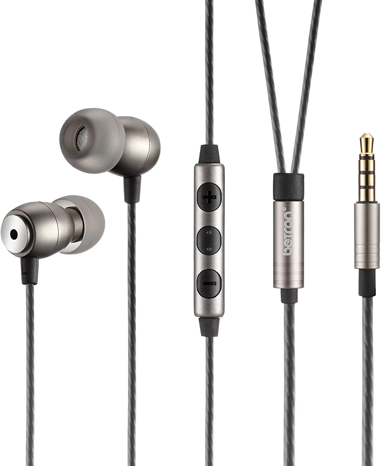 Betron GLD100 Earphone with Mic Volume Control Noise Isolating With 3 Different Sized Earbuds Black - Image 2