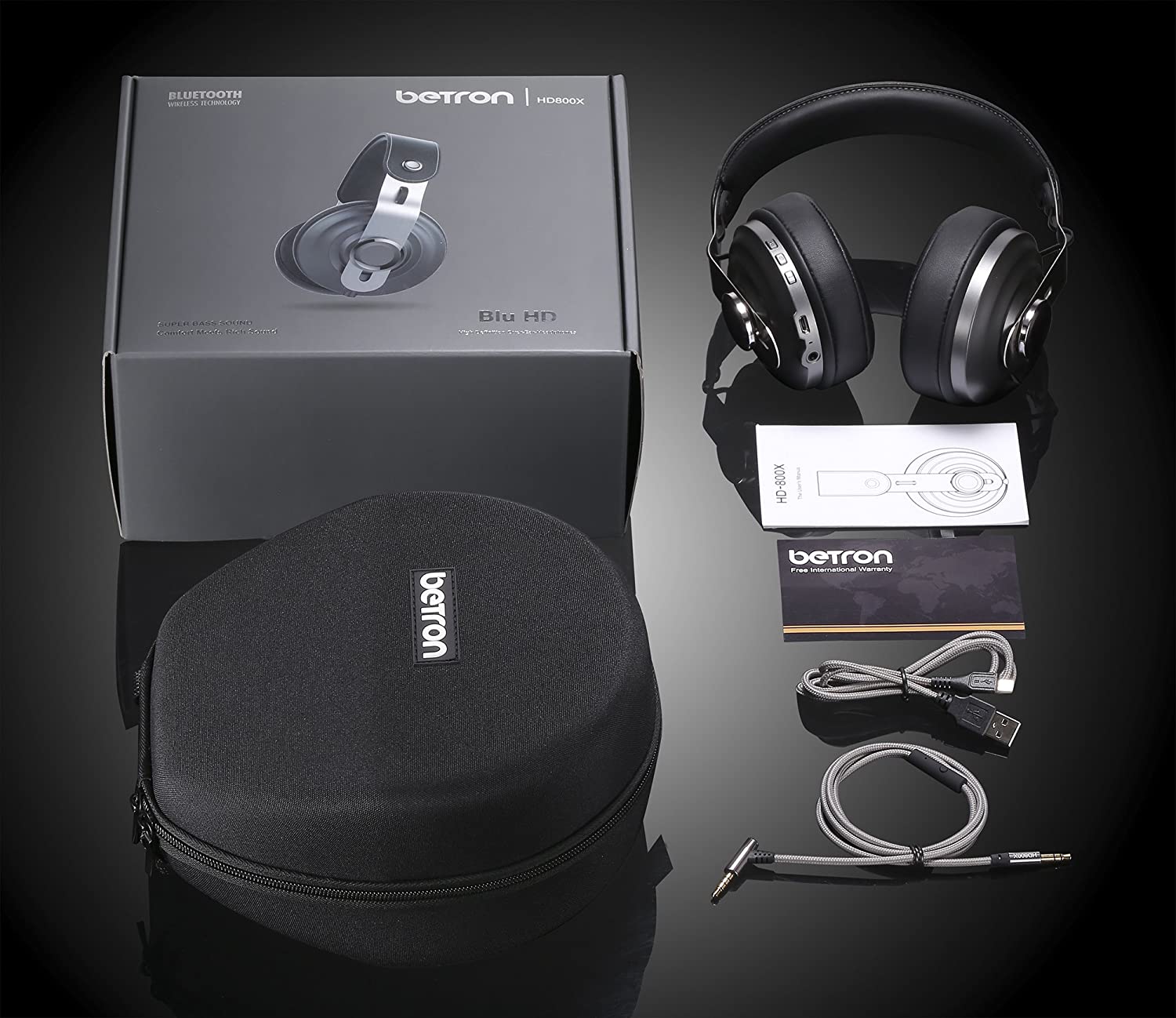 Betron HD800 Bluetooth Headphone with Built-In Microphone Volume Control Includes Hard Carry Case - Image 8