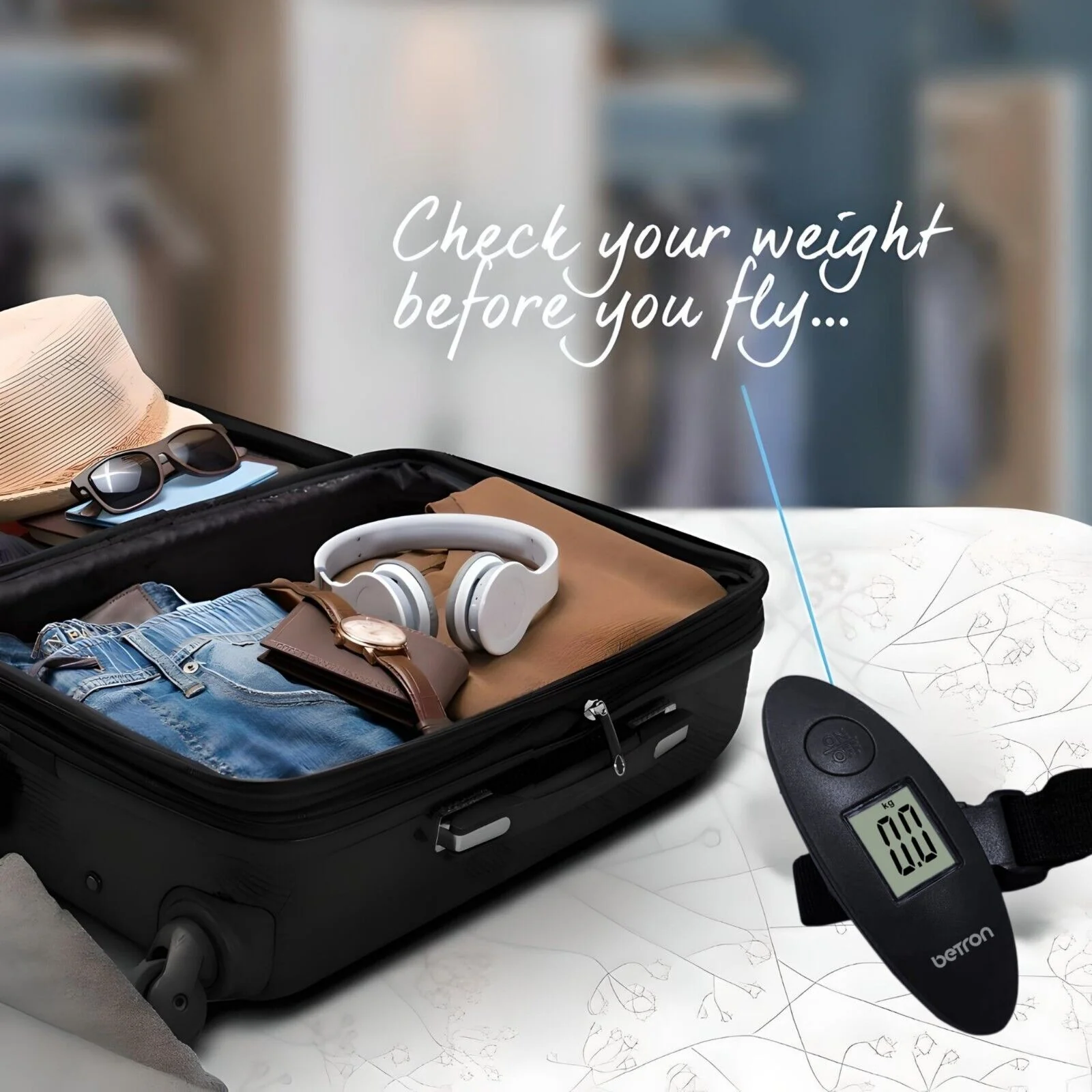Luggage Scale Portable Digital Weight Scale for Travel Suitcase Weigher with Tare Function 110 Lb/ 50Kg - Image 3