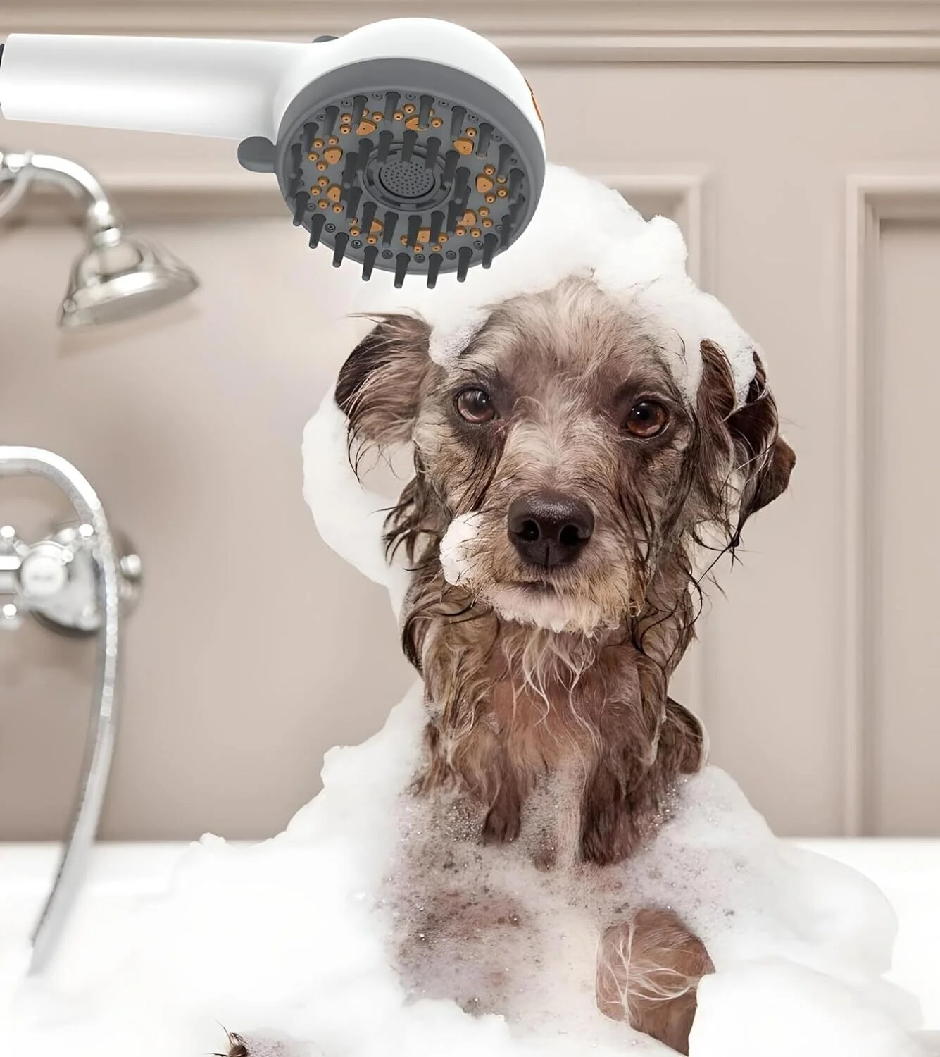 Pet Dog Grooming Shower Head with Massage Brush Functionality and Water-Saving Pause Feature - Image 3