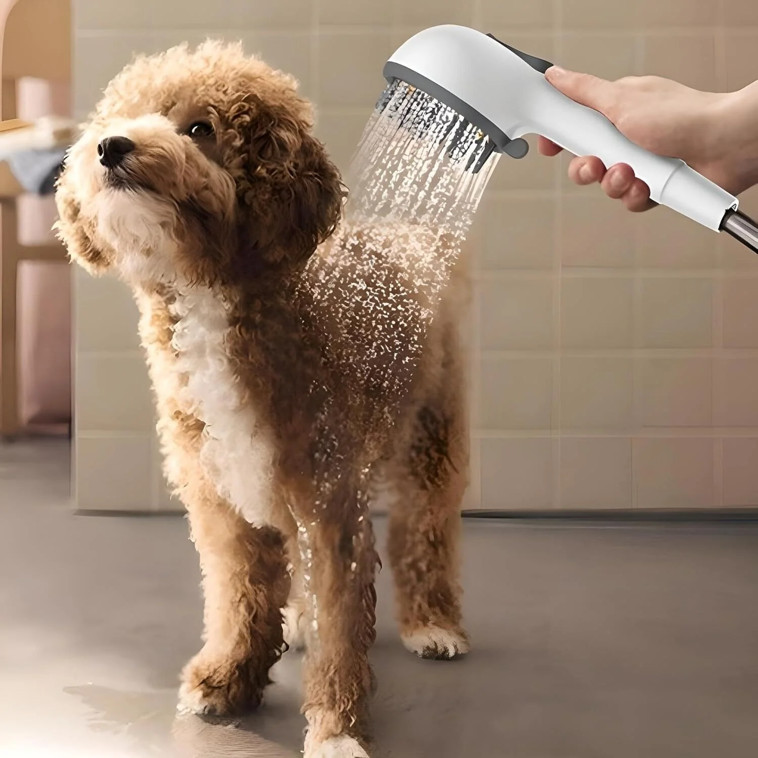 Pet Dog Grooming Shower Head with Massage Brush Functionality and Water-Saving Pause Feature - Image 4