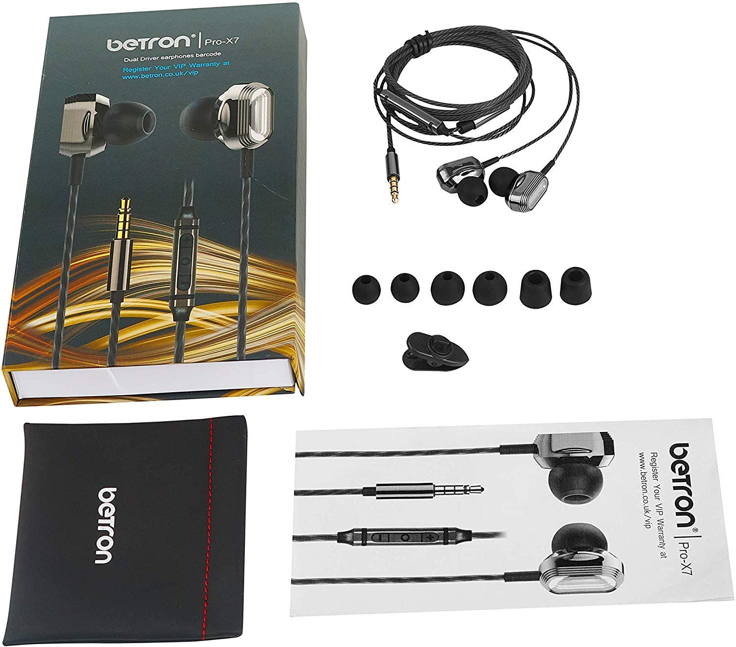 Betron ProX7 Noise Isolating Earphones, In Ear Headphones with Mic and Volume Control, Dual Driver Quality Headset, Black - Image 9