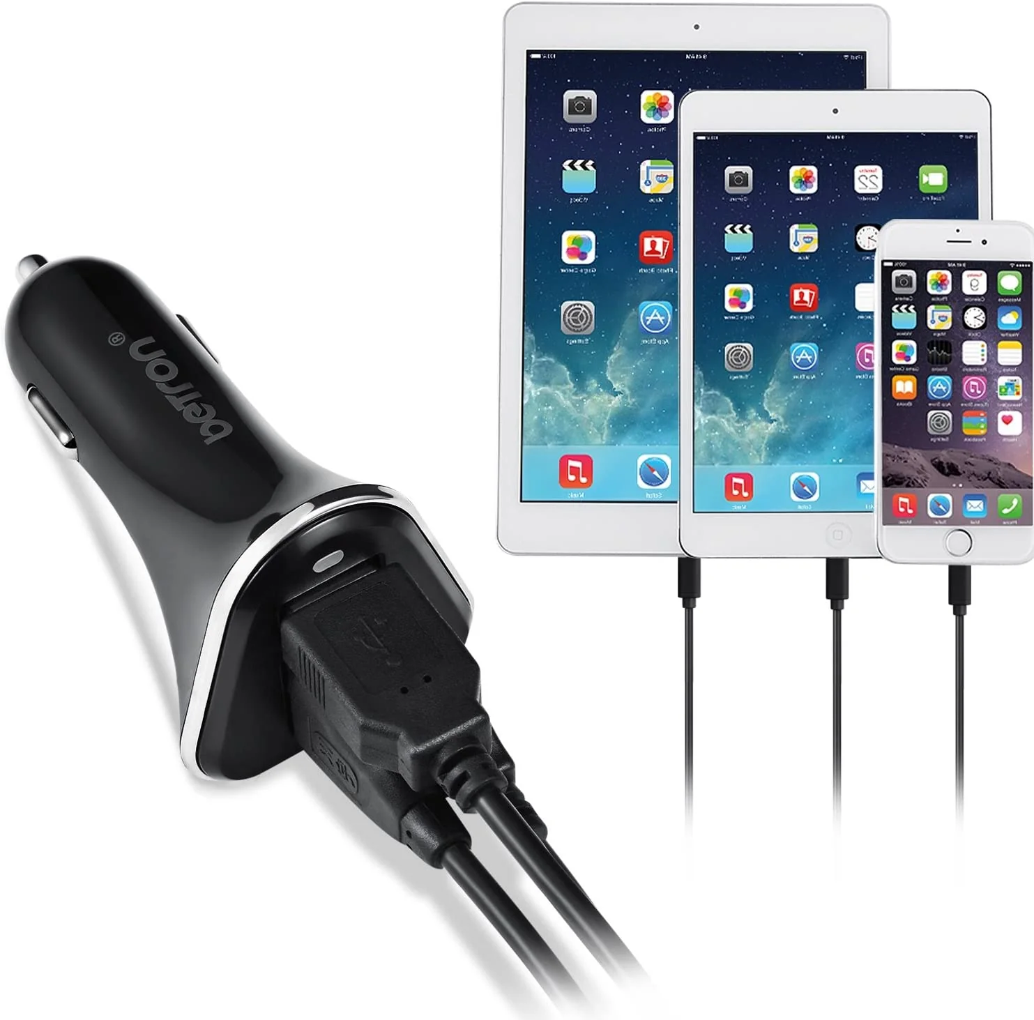 Betron R28 Premium 3 USB Port Car Charger for iPhone iPad iPod Samsung Nokia Motorola HTC etc - Image 3